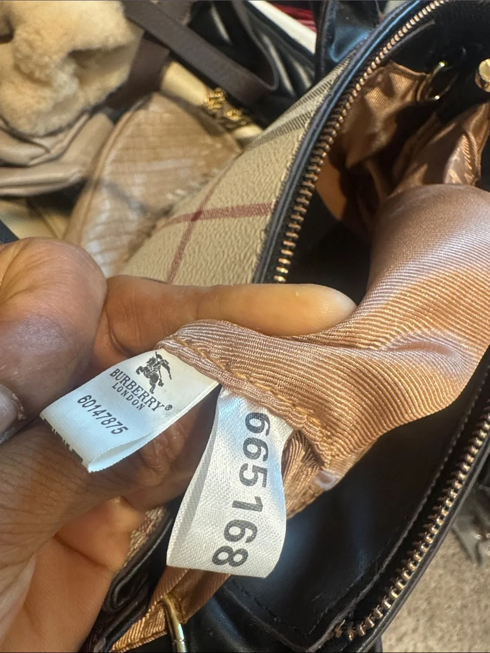 Burberry Beige Plaid Satchel with handles but no long strap
